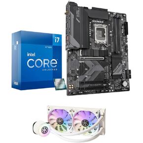 Micro Center 3 in 1 حزمة: Intel I7-12700K معالج سطح المكتب + Gigabyte Z790 S WiFi DDR4 اللوحة الأم + Kingcool Aqua Freeze 240mm CPU سائل (أبيض)