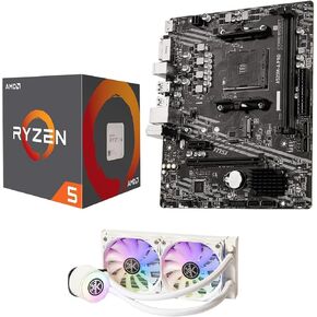 Micro Center 3 in 1 Bundle: AMD Ryzen 5 5500 Desktop CPU Processor + MSI A520M-A PRO Motherboard + KINGCOOL Aqua Freeze 240mm CPU Liquid Cooler (White)