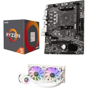 Micro Center 3 in 1 Bundle: AMD Ryzen 5 4500 Desktop CPU Processor + MSI A520M-A PRO Motherboard + KINGCOOL Aqua Freeze 240mm CPU Liquid Cooler (White)