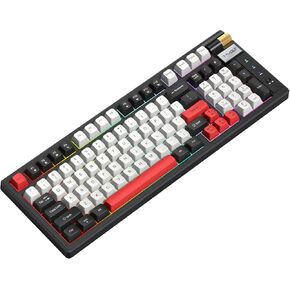Wireless Mechanical Keyboard, Tri-Mode BT5.1/2.4G/USB-C Gaming Keyboard with Multifunction Knob, Hot-Swappable, RGB Backlit, Red Switch, 97-Key Compact for PC/Mac/Tablet (Black&Red)