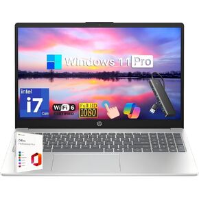 HP 15.6 "Full HD 2025 Touch Scences Laptop ، 13th Gen Intel 10-Core I7-1355U ، 64 GB RAM ، 2 TB SSD ، ترخيص Microsoft Office مجانًا ، ودردشة CoPilot AI ، واي فاي 6 ، حياة طويلة ، فوز 11 Pro Pro