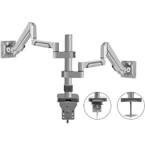 dual monitor stand Dual Monitor Mount Fits Max 32 Inch, 4.4-19.8 Lbs Screens, Fully Adjustable Dual Monitor Arm Desk Mount with Tilt, Swivel, Rotation, VESA 75/100mm Monitor mount(Silver)