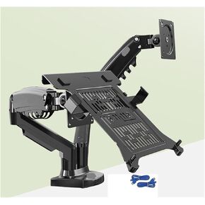 Gas Spring Dual Arm for 17"-27" Monitor Holder + 10"-17" Laptop Support Air Press Mount Stand Load 2-9kg(F160NX-FP-2)