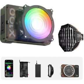 ZHIYUN MOLUS X100 RGB Standard 100W Video Light [Official] 14.17inch 40D MINI Octagonal Softbox ZY Mount Quick Folding Quick Set Up with Diffusers/Honeycomb Grid