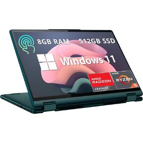 Lenovo Yoga 6 2-in-1 360° 13.3" WUXGA Touchscreen Laptop, AMD Ryzen 5 5500U, 8GB RAM, 512GB PCIe SSD, Backlit Keyboard, Fingerprint Reader, Win 11, Dark Teal (Renewed)