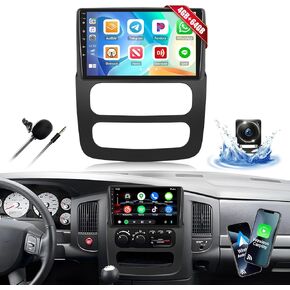 4G+64G Car Stereo Radio for 2002 2003 2004 2005 Dodge RAM 1500 2500 3500 with Wireless CarPlay Android Auto Android 13 Head Unit 9" Touch Screen Radio with 16EQ GPS FM Bluetooth 5.0 HD Backup Camera