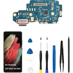 for Samsung S22 Ultra 5G Charging Port Replacement USB Charging Board Dock Connector with Repair Tool Kits for S908U S908D S908O S908E S908N