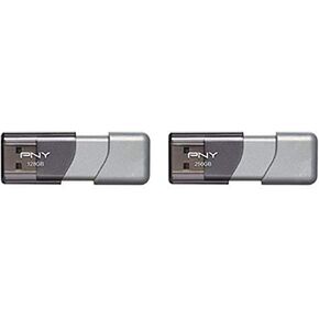 PNY 128GB & 256GB Turbo Attache 3 USB 3.0 Flash Drives, Grey