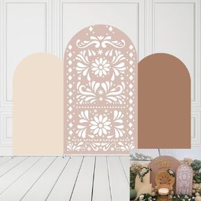 Beige Cielito Lindo Arch Backdrop Cover Cover Mexican Fiesta Fiesta Wedding Birthday Decorations Arch Spandex يغطي حفلات استحمام الطفل المعمدانية (4 × 7.2 قدمًا ، G-3738)