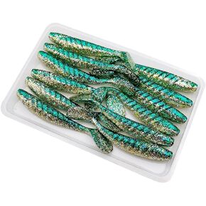 Soft Lures, 12PCS Reverse Threaded Paddle T Tail Swimbaits Artificial Fishing Bait for Bass Trout Saltwater Freshwater