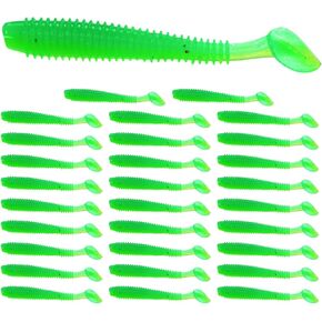 Soft Fishing Lures - Paddle Tail Swim Bait for Bass, Trout in Saltwater & Freshwater - Rigged with Hook - Durable ABS Plastic