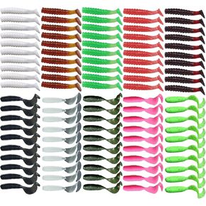Crappie Lures Kit, Fishing Grubs Worms Shad Minnow Paddle Tail Swimbaits, Coloful Fishing Soft Plastic Lures for Crappie Panfish Walleye Trout Bass