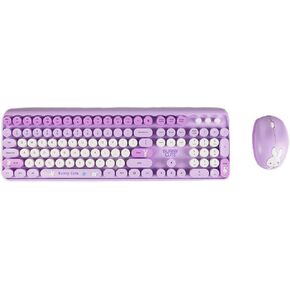 Wireless Keyboard & Mouse Special Edition Design | Retro Full Size & Number Pad | Purple | Battery Operated | Bluetooth Connectivity | Standard QWERTY Layout | Works with Windows, Mac, PC's