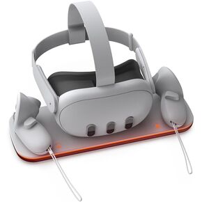 Charging Dock for Meta Quest 3 Headset and 2 Controllers,VR Headset Charging Stand Compatible with Meta Quest 2 Charger Station, USB-C Link Cable