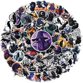 100pcs Crow Stickers - Cute Raven Stickers Waterproof Decals for Water Bottles Laptop Luggage Computer Scrapbooking Teens Adults Girls Funny Party Birthday Decorations