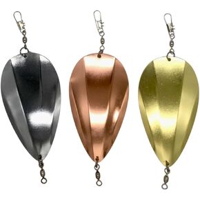 Kokanee Salmon Dodger Jets 4-Inch 3-Pack & 9-Pack Sets - Copper, Silver & Gold Color Plated Metal - Highly Reflective Fishing Lures for Salmon & Trout