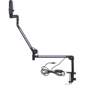 GOWENIC USB Microphone, 192KHZ/24Bit Plug & Play PC Computer Podcast Condenser Cardioid Mic Kit with RGB Boom Arm Stand for Recording Vocal Voice, Gaming, Singing, YouTube