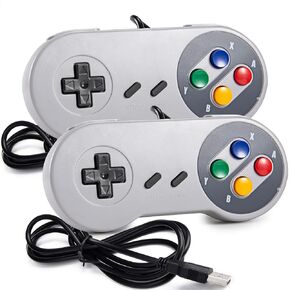 SAFFUN 2 Pack PC USB SNES Retro Super Controller Gamepad Compatible with SNES Games, PC SNES Controller Joypad for Windows PC iOS MAC Linux Raspberry Pi Retropie Sega Genesis Higan OpenEmu Emulator