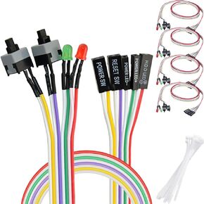 PC Desktop Case Off/On/Reset/HDD Switch, 5-Pack with LED Indicators