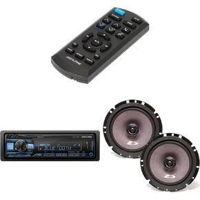 Alpine UTE-73BT Bluetooth® Multimedia Receiver, RUE-4360 Remote w/SXE-1726S 6.5" Coax