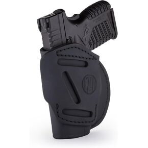 1791 GunLeather 4-Way XDS Holster - OWB and IWB CCW Leather Gun Holster - Right Handed - Fits Springfield XDS, S&W MP9 Shield, Ruger SR9c, LC9, SR40 and Walther PPS (Size 3)