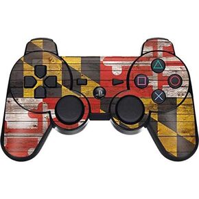 Skinit Decal Gaming Skin for PS3 Dual Shock Wireless Controller - Originally Designed Maryland Flag Dark Wood Design