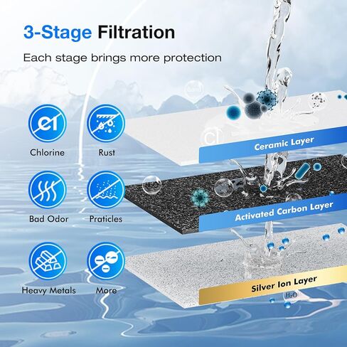 نظام تصفية مياه الجاذبية Purewell 2.25G مع نافذة لمستوى الماء، نظام كونترتوب من الفولاذ المقاوم للصدأ ذو ترشيح فائق 3 مراحل 0.01 ميكرومتر مع مرشحين وحامل، يقلل 99% من الكلور، PW-KS in Kuwait