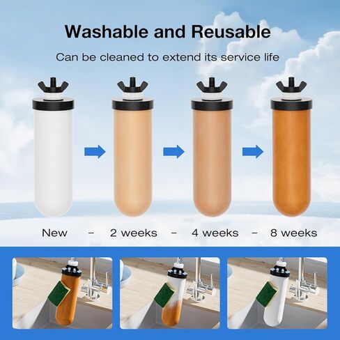 نظام تصفية مياه الجاذبية Purewell 2.25G مع نافذة لمستوى الماء، نظام كونترتوب من الفولاذ المقاوم للصدأ ذو ترشيح فائق 3 مراحل 0.01 ميكرومتر مع مرشحين وحامل، يقلل 99% من الكلور، PW-KS in Kuwait