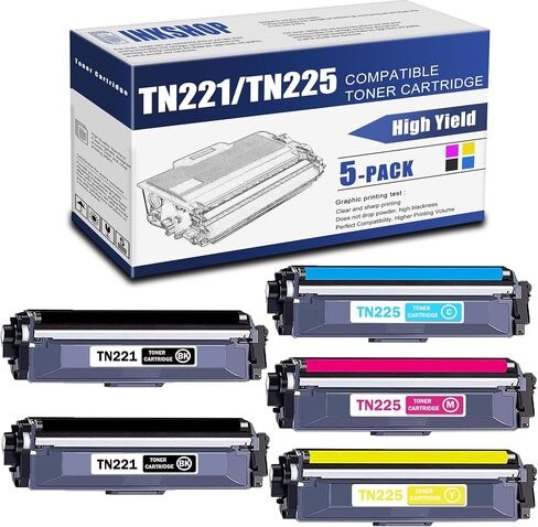 خرطوشة حبر سوداء عالية الإنتاجية متوافقة مع TN225 متوافقة مع TN-225 لحبر Brother TN-225 HL-3140CW HL-3150CDN MFC-9130CW MFC-9140CDN DCP-9015CDW. (عبوتان) in Saudi Arabia