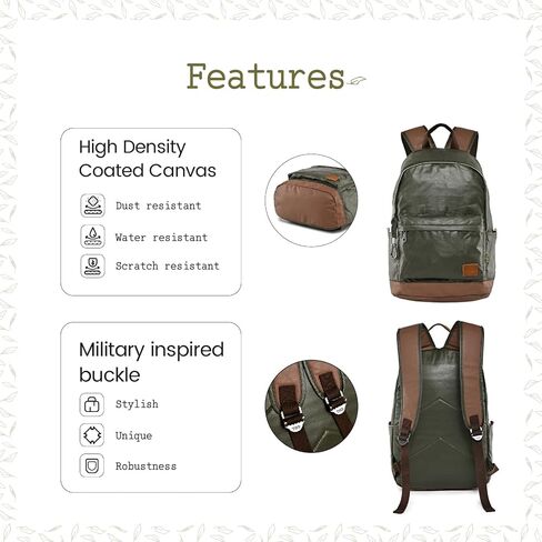 TSD Urban Canvas Backpack,Durable Hiking Lightweighted Casual Daypack Backpacks,Sturdy Travel Backpack Perfect for Work and Travel(ArmyGreen) in Saudi Arabia