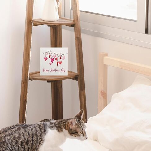 grapehiker Be My Valentine Sign, Vintage Valentines Day Decor, Valentines Day Wooden Sign, Valentines Day Desk Decor, Valentines Decorations, Vintage Cat Kitten Valentines Wood Box Sign 5x5 in Kuwait