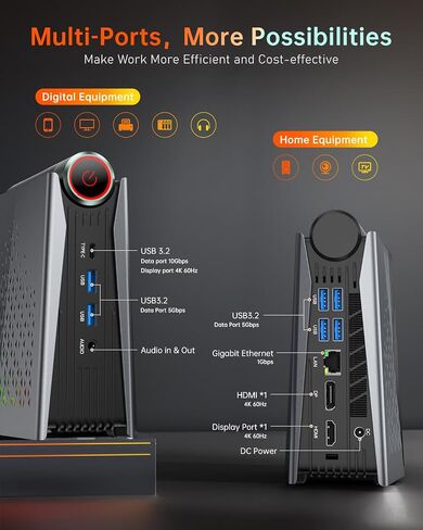 ACEMAGICIAN Mini PC, AMD Ryzen 9 6900HX(up to 4.9 GHz), 32GB DDR4 1TB NVME SSD Mini Tower PC, AMD Radeon 680M Mini Desktop Computer Support BT5.2/RGB Lights/HDMI/Type-C/Wifi6 in Saudi Arabia