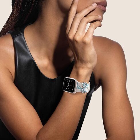 حزام لطيف لشرائط Apple Watch 42mm 41mm 40mm 38mm 46mm 45mm 44mm 49mm مع سحر القوس ، سوار من السيليكون الناعم لسلسلة Band Iwatch 10 9 8 7 6 5 4 3 SE Women in Kuwait