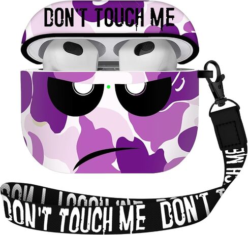 Youtec for Airpods 3rd Generation Case,Don't Touch Me Cool Cover with Lanyard Big Eyes Cute Cartoon for Airpods 3rd Generation Case,Soft Shockproof Cover for Women Men-White in Kuwait