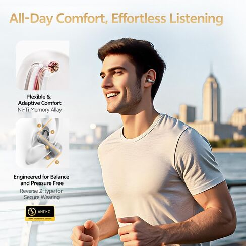 Qcy Crossky C30s Open Open Earbuds ، Clip Ultra-Comfort on Ear Buds Wireless Bluetooth 6.0 ، LDAC HI-RES Audio ، Bass Deep ، 40 H Time ، Charging Fast ، IPX5 Phoneproof/Running Plansones in Kuwait