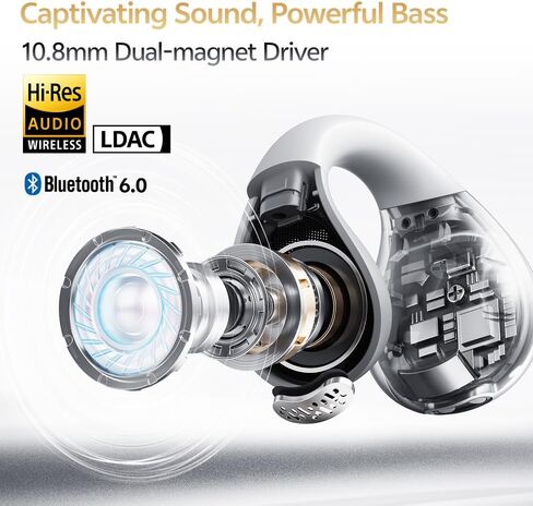 Qcy Crossky C30s Open Open Earbuds ، Clip Ultra-Comfort on Ear Buds Wireless Bluetooth 6.0 ، LDAC HI-RES Audio ، Bass Deep ، 40 H Time ، Charging Fast ، IPX5 Phoneproof/Running Plansones in Kuwait