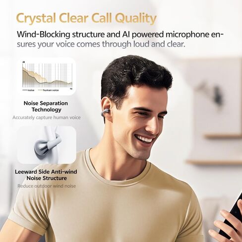 Qcy Crossky C30s Open Open Earbuds ، Clip Ultra-Comfort on Ear Buds Wireless Bluetooth 6.0 ، LDAC HI-RES Audio ، Bass Deep ، 40 H Time ، Charging Fast ، IPX5 Phoneproof/Running Plansones in Kuwait