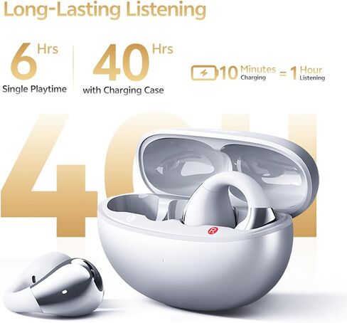 Qcy Crossky C30s Open Open Earbuds ، Clip Ultra-Comfort on Ear Buds Wireless Bluetooth 6.0 ، LDAC HI-RES Audio ، Bass Deep ، 40 H Time ، Charging Fast ، IPX5 Phoneproof/Running Plansones in Kuwait