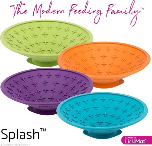LickiMat Splash, Dog Slow Feeder Bowl Lick Mat, Boredom Anxiety Reducer, Sticks to Smooth Surface; Perfect for Food, Treats, Yogurt, or Peanut Butter. Fun Alternative to a Slow Feed Dog Bowl, Orange in Kuwait