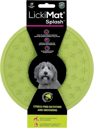 LickiMat Splash, Dog Slow Feeder Bowl Lick Mat, Boredom Anxiety Reducer, Sticks to Smooth Surface; Perfect for Food, Treats, Yogurt, or Peanut Butter. Fun Alternative to a Slow Feed Dog Bowl, Orange in Kuwait