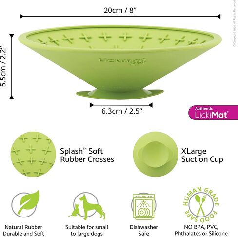 LickiMat Splash, Dog Slow Feeder Bowl Lick Mat, Boredom Anxiety Reducer, Sticks to Smooth Surface; Perfect for Food, Treats, Yogurt, or Peanut Butter. Fun Alternative to a Slow Feed Dog Bowl, Orange in Kuwait