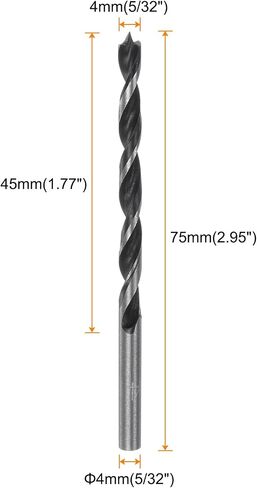 HARFINGTON 10pcs Brad Point Drill Bits 7mm(9/32") Dia Straight Round Shank Metric Brad Point Spiral Twist Drill Bits for Softwood Hardwood Plywood Plastic Rubber, Black in Saudi Arabia