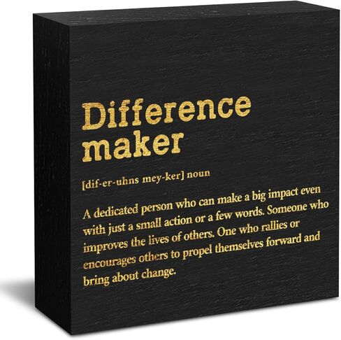 Difference Maker Definition Home Office Decor Wooden Box Sign, Classic Retirement New Job Appreciation Gifts for Women Men Teacher Boss Leader Coworker Farmhouse Desk Decor Table Shelf Wall Plaque in Saudi Arabia