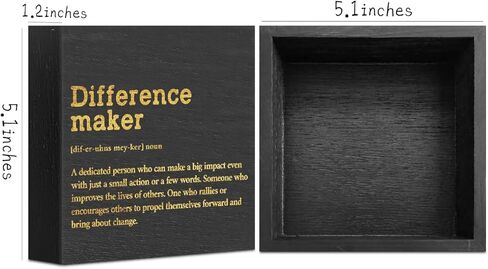 Difference Maker Definition Home Office Decor Wooden Box Sign, Classic Retirement New Job Appreciation Gifts for Women Men Teacher Boss Leader Coworker Farmhouse Desk Decor Table Shelf Wall Plaque in Saudi Arabia