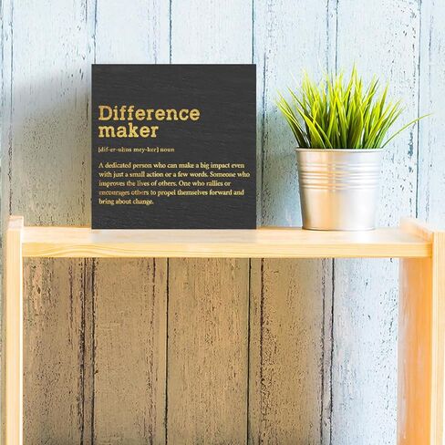 Difference Maker Definition Home Office Decor Wooden Box Sign, Classic Retirement New Job Appreciation Gifts for Women Men Teacher Boss Leader Coworker Farmhouse Desk Decor Table Shelf Wall Plaque in Saudi Arabia