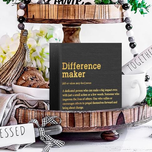 Difference Maker Definition Home Office Decor Wooden Box Sign, Classic Retirement New Job Appreciation Gifts for Women Men Teacher Boss Leader Coworker Farmhouse Desk Decor Table Shelf Wall Plaque in Saudi Arabia