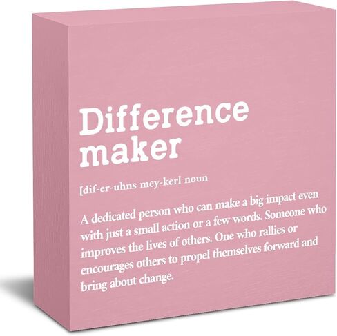Difference Maker Definition Home Office Decor Wooden Box Sign, Classic Retirement New Job Appreciation Gifts for Women Men Teacher Boss Leader Coworker Farmhouse Desk Decor Table Shelf Wall Plaque in Saudi Arabia