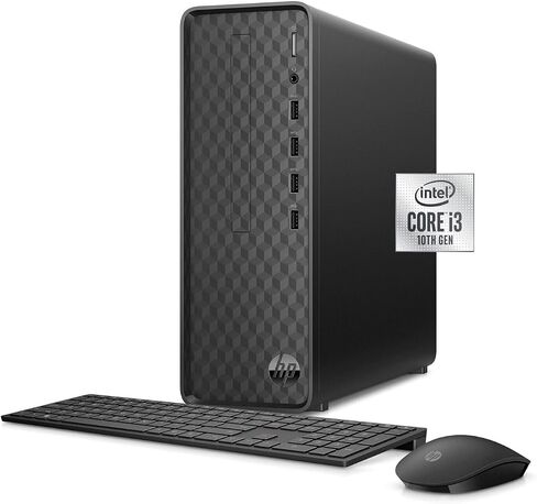 HP Slim Desktop, Intel Core i3-10105 Processor, 12GB DDR4 RAM, 512GB PCIe M.2 SSD, HDMI, RJ-45, Wireless Keyboard & Mouse, Wi-Fi, Windows 11 Home, Black in Saudi Arabia