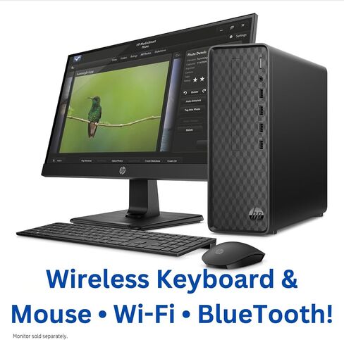 HP Slim Desktop, Intel Core i3-10105 Processor, 12GB DDR4 RAM, 512GB PCIe M.2 SSD, HDMI, RJ-45, Wireless Keyboard & Mouse, Wi-Fi, Windows 11 Home, Black in Saudi Arabia