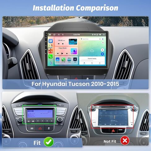 Roinvou 2+64G Android Car Stereo for 2010-2015 Hyundai Tucson, Built-in Wireless CarPlay Radio with Android Auto, 10.1'' Touch Screen in-Dash GPS Navigation Support Mirror Link BT HiFi WiFi RDS AHD in Kuwait